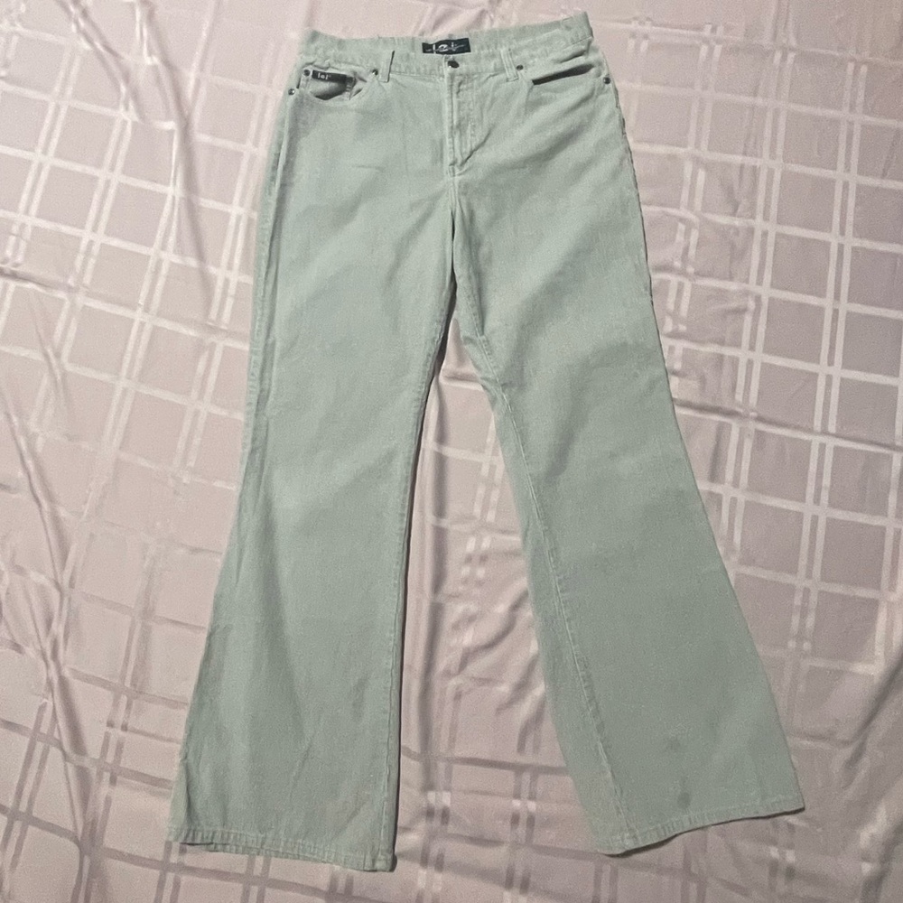 vtg y2k 00s L.E.I. lei flared stretch corduroy pants jeans sz 13 Juniors tan